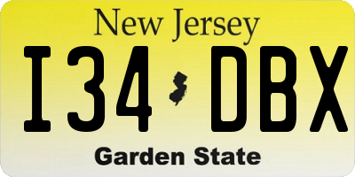 NJ license plate I34DBX
