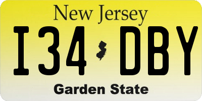 NJ license plate I34DBY