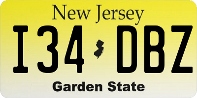 NJ license plate I34DBZ