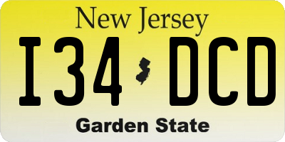 NJ license plate I34DCD