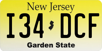 NJ license plate I34DCF