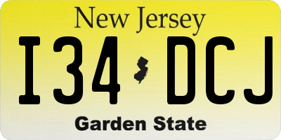 NJ license plate I34DCJ