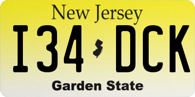 NJ license plate I34DCK