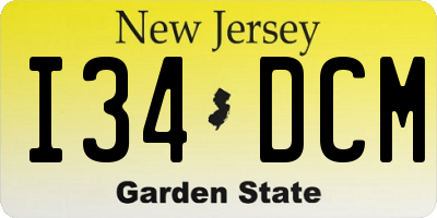 NJ license plate I34DCM