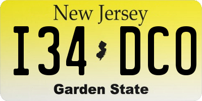 NJ license plate I34DCO
