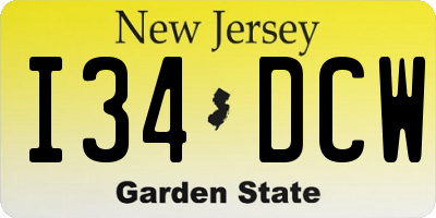 NJ license plate I34DCW