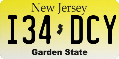 NJ license plate I34DCY