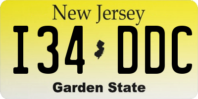 NJ license plate I34DDC