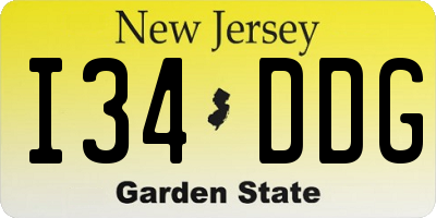 NJ license plate I34DDG