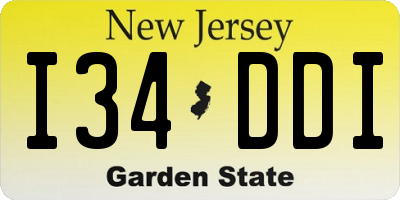 NJ license plate I34DDI