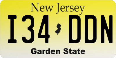 NJ license plate I34DDN