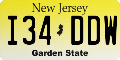 NJ license plate I34DDW