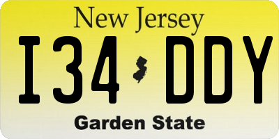 NJ license plate I34DDY