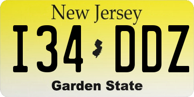 NJ license plate I34DDZ