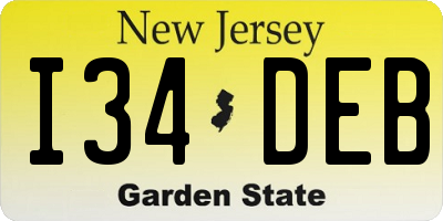 NJ license plate I34DEB
