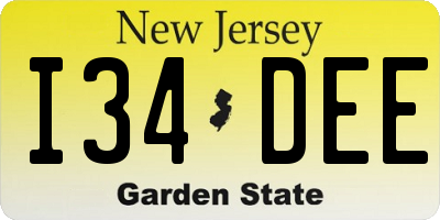 NJ license plate I34DEE
