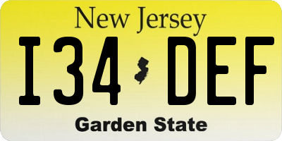 NJ license plate I34DEF