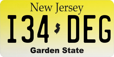 NJ license plate I34DEG