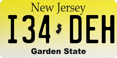 NJ license plate I34DEH