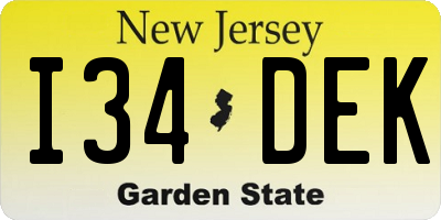 NJ license plate I34DEK