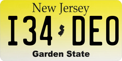 NJ license plate I34DEO