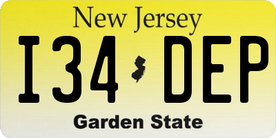 NJ license plate I34DEP