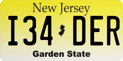 NJ license plate I34DER