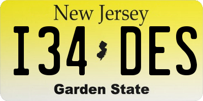 NJ license plate I34DES