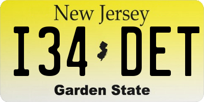 NJ license plate I34DET