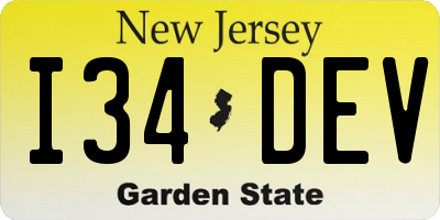 NJ license plate I34DEV