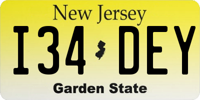 NJ license plate I34DEY
