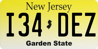 NJ license plate I34DEZ