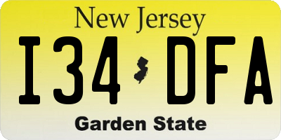 NJ license plate I34DFA
