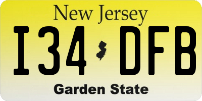 NJ license plate I34DFB