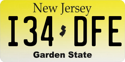 NJ license plate I34DFE