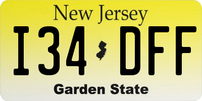 NJ license plate I34DFF