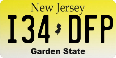 NJ license plate I34DFP