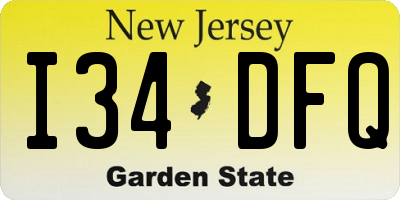 NJ license plate I34DFQ