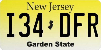NJ license plate I34DFR