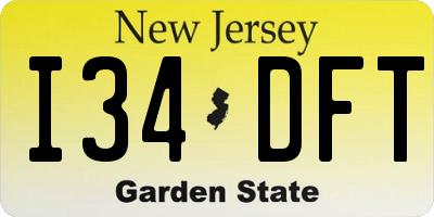 NJ license plate I34DFT