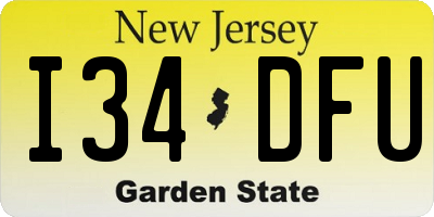 NJ license plate I34DFU