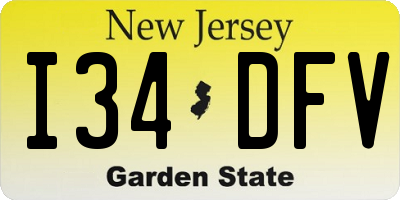 NJ license plate I34DFV