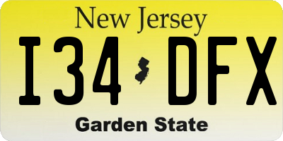 NJ license plate I34DFX