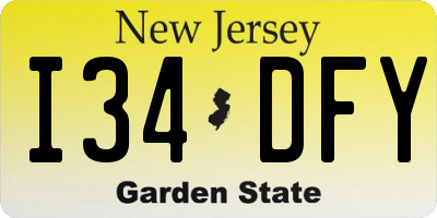 NJ license plate I34DFY