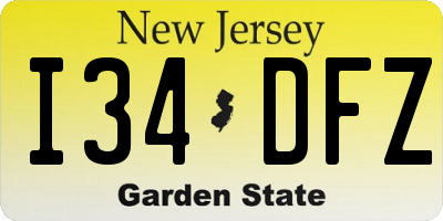 NJ license plate I34DFZ