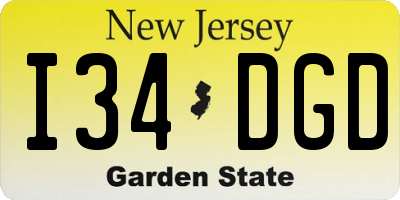 NJ license plate I34DGD