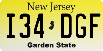 NJ license plate I34DGF