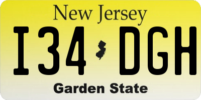 NJ license plate I34DGH