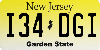 NJ license plate I34DGI