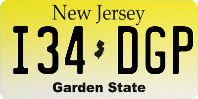 NJ license plate I34DGP